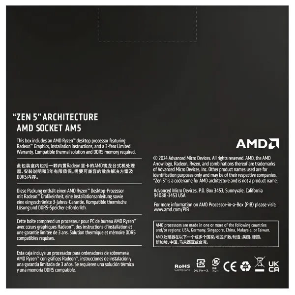 AMD Ryzen 5 9600X 6-Core 5.4GHz AM5 "Zen 5" Desktop Processor