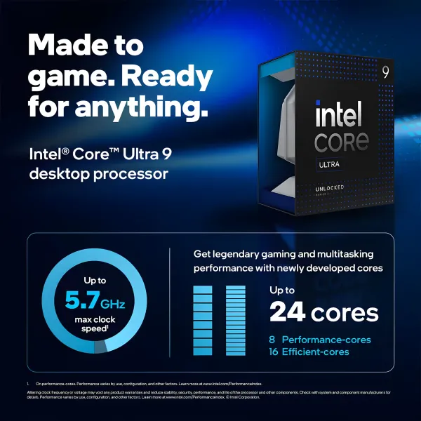Intel Core Ultra 9 285K | 24-Core (8P+16E) 5.7GHz Unlocked Flagship CPU | LGA 1851 | 250W Max Power