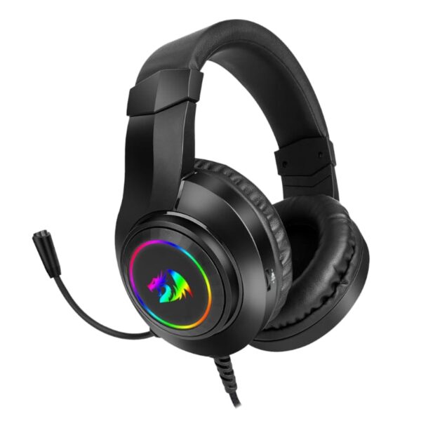 REDRAGON Over-Ear HYLAS Aux (Mic & Headset)|USB (Power Only) RGB Gaming Headset - Black
