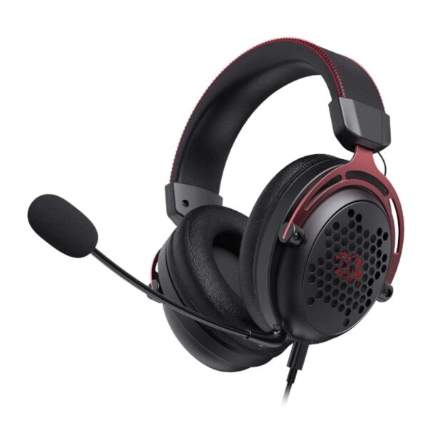 RD-H386_wr_02a REDRAGON Over-Ear DIOMEDES Honeycomb 3.5mm AUX Gaming Headset - Black