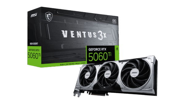 MSI RTX 5060 Ti VENTUS 3X OC 8GB | GDDR7 28Gbps Memory | 1440p High Refresh Rate GPU | Triple-Fan Cooling