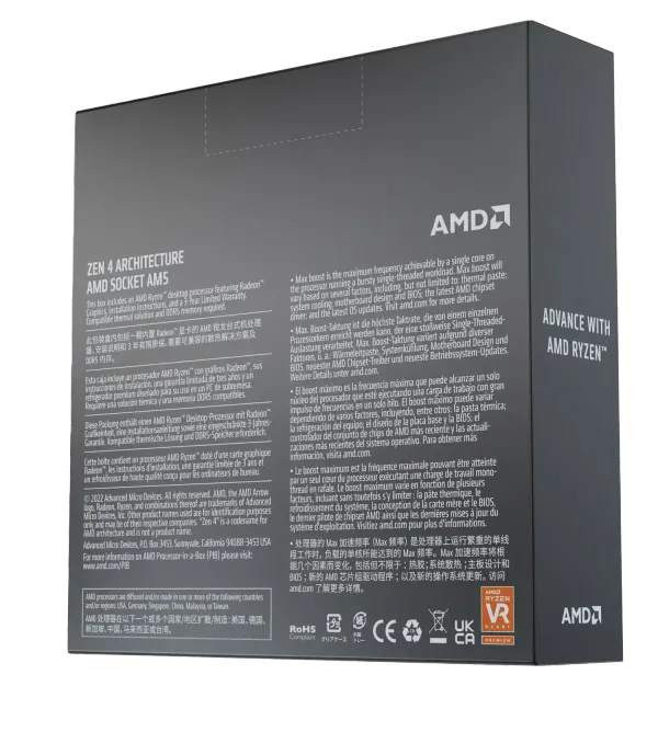 AMD Ryzen 5 7600X | 6-Core / 12-Thread 5.3GHz Unlocked CPU NO COOLER | Zen 4 Flagship Gaming | 105W TDP