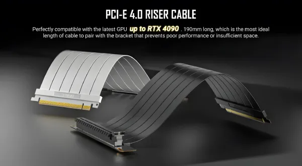 Antec SHIFT ARGB Vertical GPU Bracket with PCIe 4.0 Riser Cable White