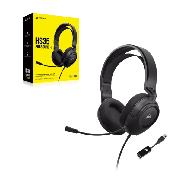 CORSAIR HS35 Surround v2 Carbon Gaming Headset | Dolby 7.1 | 3.5mm Universal
