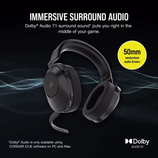 HS65-WIRELESS-Gaming-Headset-_-Carbon-_AP_-3 CORSAIR HS65 Wireless Carbon Headset | Dolby 7.1 | SoundID Personalized Audio | PC, PS5