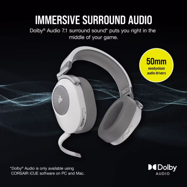 HS65-WIRELESS-Gaming-Headset-_-White-3 CORSAIR HS65 Wireless White Gaming Headset | Dolby 7.1 | SoundID | PC, PS5, Mobile