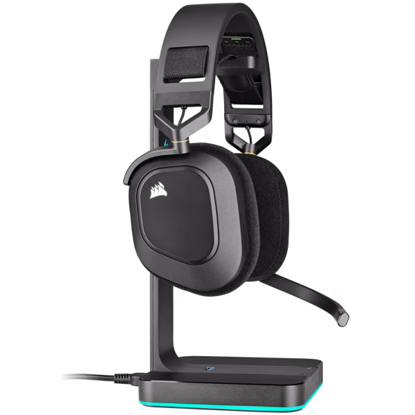 CORSAIR HS80 RGB WIRELESS Carbon Headset | Dolby Atmos Spatial Audio | SLIPSTREAM