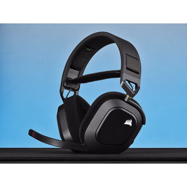 CORSAIR HS80 RGB WIRELESS Carbon Headset | Dolby Atmos Spatial Audio | SLIPSTREAM