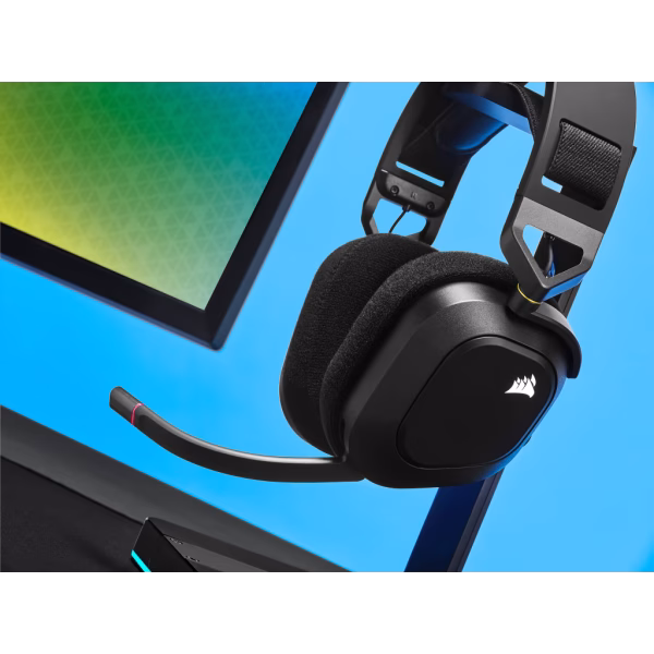 CORSAIR HS80 RGB WIRELESS Carbon Headset | Dolby Atmos Spatial Audio | SLIPSTREAM