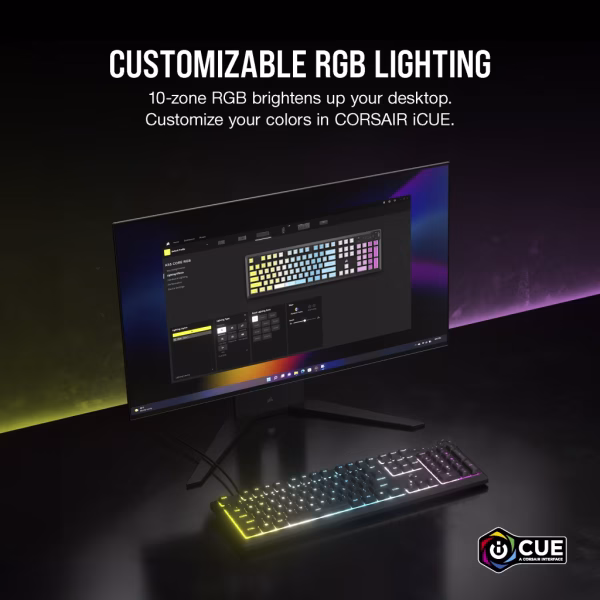 Corsair K55 CORE RGB Wired USB Mechanical QWERTY RGB LED Black