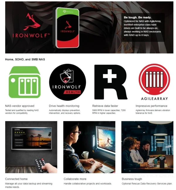 Seagate IronWolf 10TB 3.5" 7200RPM NAS Hard Drive (SATA 6Gb/s)