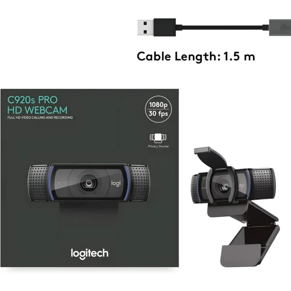 Logitech C920s Pro Full HD 1080p Webcam | Carl Zeiss Glass Lens | Stereo Mic | Privacy Shutter