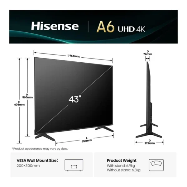 Hisense 43" 4K Smart TV UHD LED WIFI