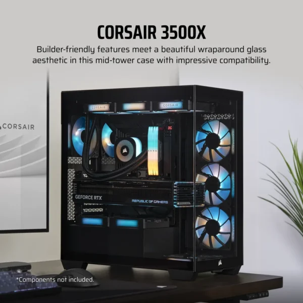 Corsair 3500X Mid-Tower Gaming PC Case Black - Compu-Fi Technology South Africa