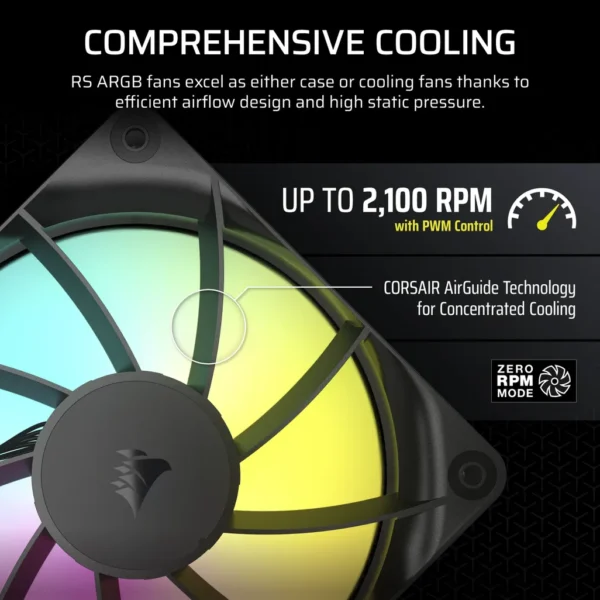 Corsair RS120 ARGB | 3-Pack | 120mm | 2100 RPM - Compu-Fi Technology South Africa