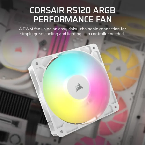 Corsair RS120 ARGB | 120mm PWM | 2100 RPM | White - Compu-Fi Technology South Africa