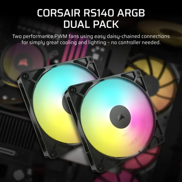 Corsair RS140 ARGB | 140mm PWM Fan | 1700 RPM | Multi-LED - Compu-Fi Technology South Africa