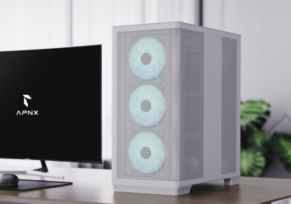 APNX C1-R | Mid-Tower | 4x ARGB Fans | BTF Compatible | White - Compu-Fi Technology South Africa