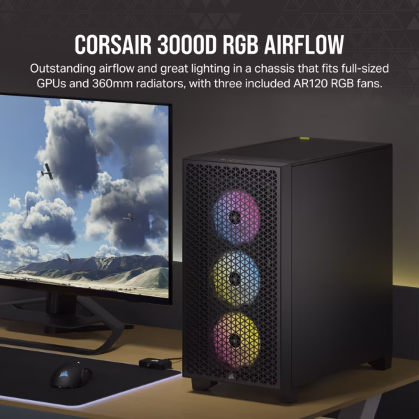 CORSAIR 3000D RGB AIRFLOW | Midi Tower | 3x AR120 Fans | Tempered Glass - Compu-Fi Technology South Africa