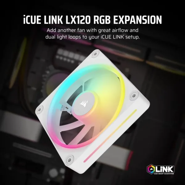 Corsair iCUE LINK LX120 RGB | 120mm | 2400 RPM | White - Compu-Fi Technology South Africa