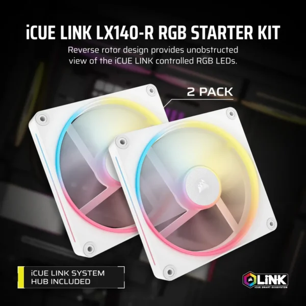 Corsair iCUE LINK LX140-R RGB | 140mm | 2000 RPM | 2-Pack - Compu-Fi Technology South Africa