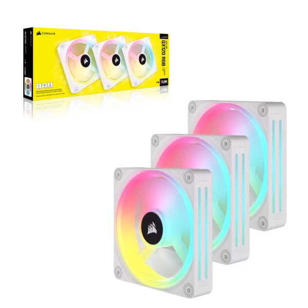 Corsair iCUE LINK QX120 RGB | 120mm PWM | 3-Fan Starter Kit | White - Compu-Fi Technology South Africa