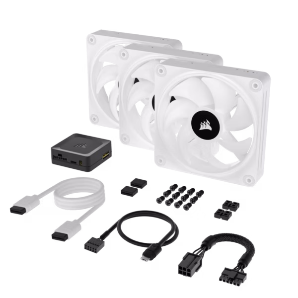 Corsair iCUE LINK QX120 RGB | 120mm PWM | 3-Fan Starter Kit | White - Compu-Fi Technology South Africa