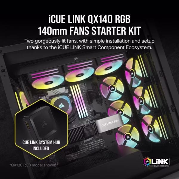 CORSAIR iCUE LINK QX140 RGB | 140mm PWM | 2000 RPM | Starter Kit - Compu-Fi Technology South Africa