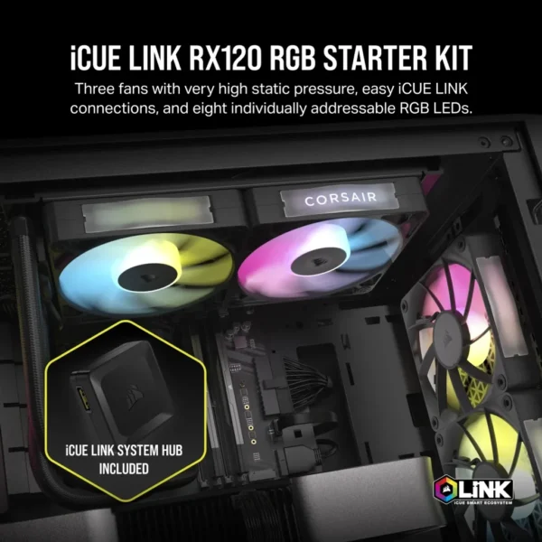 Corsair iCUE LINK RX120 RGB | 120mm | 2100 RPM | 3-Pack - Compu-Fi Technology South Africa