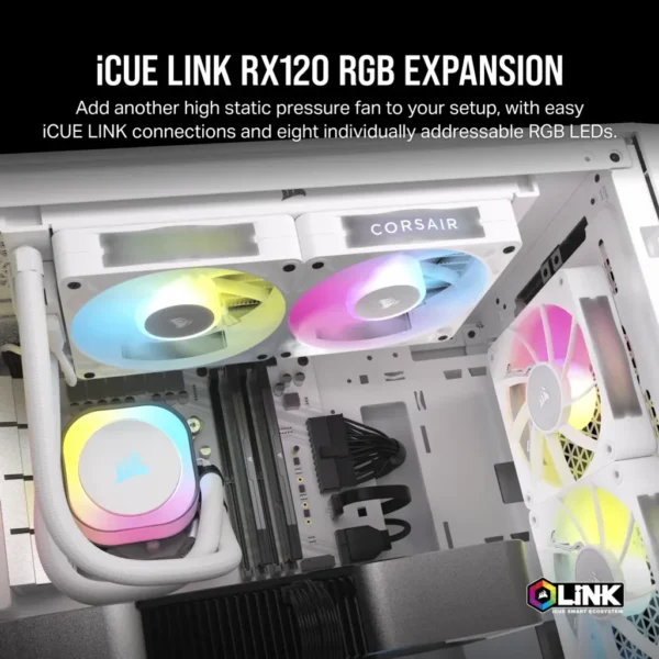 Corsair iCUE LINK RX120 RGB | 120mm | 2100 RPM | White - Compu-Fi Technology South Africa