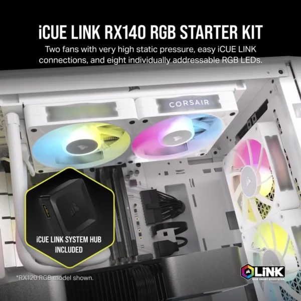 Corsair iCUE LINK RX140 RGB | 140mm | 1700 RPM | 94.7 CFM | Multi-Color RGB - Compu-Fi Technology South Africa
