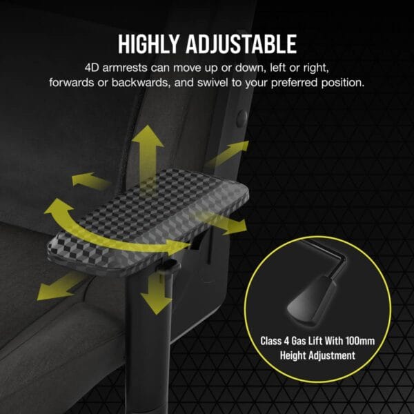 CORSAIR T3 RUSH Gaming Chair | Charcoal | Breathable Fabric | 4D Armrests - Compu-Fi Technology South Africa
