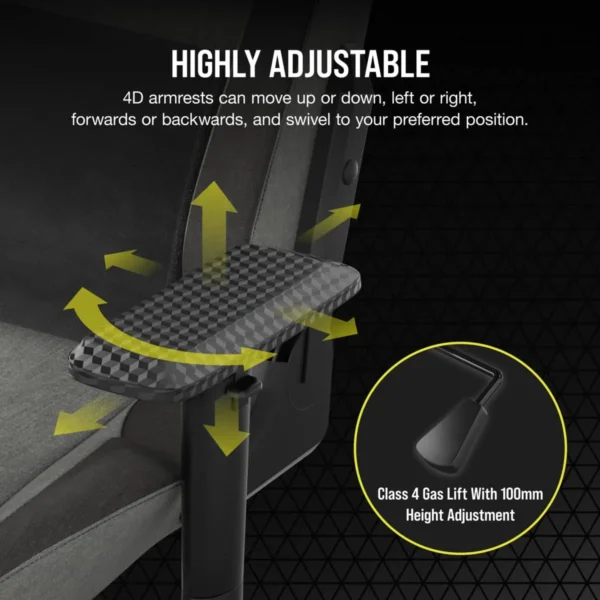 Corsair T3 Rush Gaming Chair | Charcoal Grey | Breathable Fabric | 4D Armrests - Compu-Fi Technology South Africa
