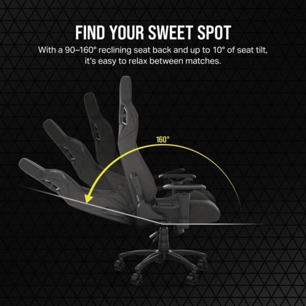 CORSAIR T3 RUSH Gaming Chair | Charcoal | Breathable Fabric | 4D Armrests - Compu-Fi Technology South Africa