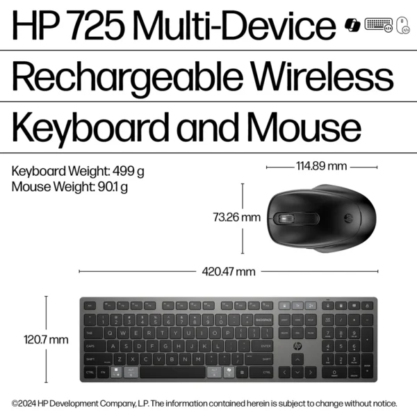 HP 725 | Multi-Device Rechargeable Wireless Keyboard and Mouse Combo - Compu-Fi Technology South Africa