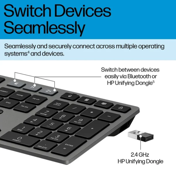 HP 725 | Multi-Device Rechargeable Wireless Keyboard and Mouse Combo - Compu-Fi Technology South Africa