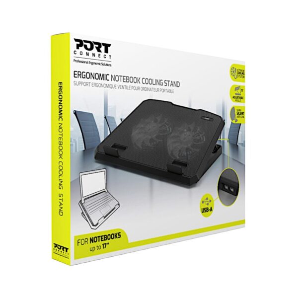 Port Ergonomic Notebook Cooler Pro | Dual Fans | 6-Level Height - Compu-Fi Technology South Africa